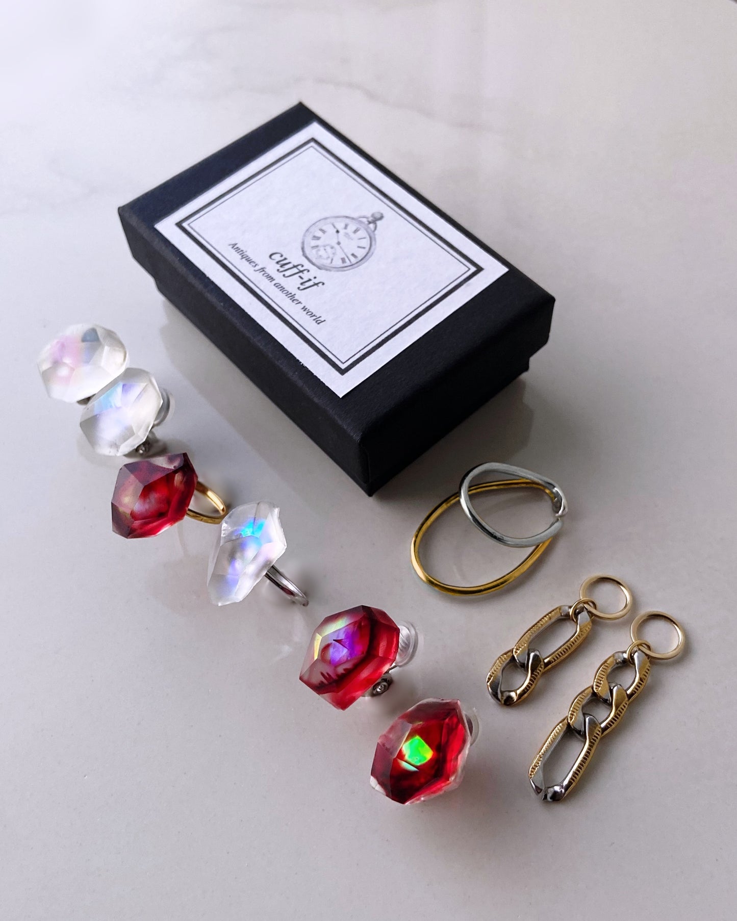 Custom double ring, ear cuff / Interchangeable /着せ替えダブルリング・イヤーカフ/ MIX/silver925