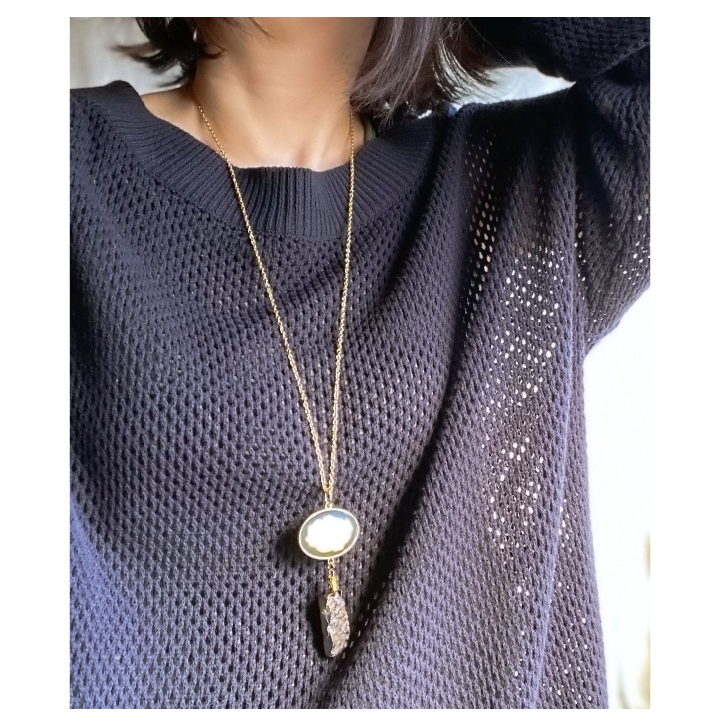 Galaxy necklace /full moon/ Interchangeable 満月_gold L