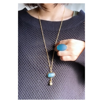 Frames necklace /crystals/ Interchangeable Night on the Galactic Railroad銀河鉄道の夜 bluegreen M