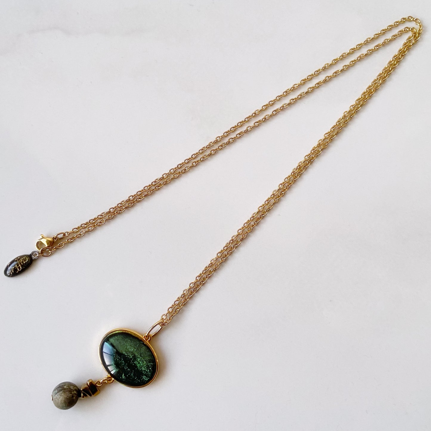 Galaxy necklace /Saturn/ Interchangeable Saturn_green M