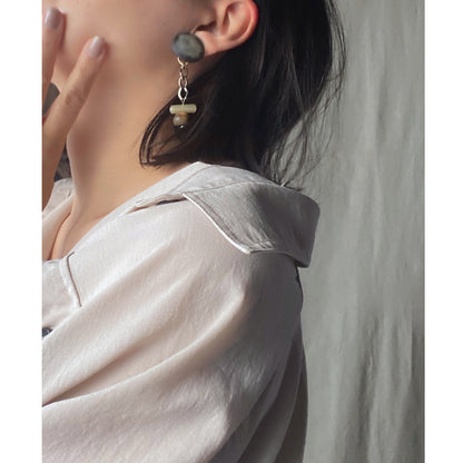 Galaxy 2way earrings /full moon/ Interchangeable満月_gold