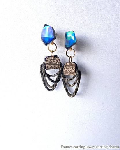 Galaxy 2way earrings /moon/ Interchangeable brown