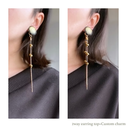 Galaxy 2way earrings /full moon/ Interchangeable満月_gold